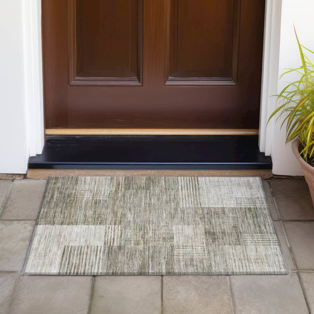 Machine Washable Indoor/Outdoor Chantille ACN2149 Pewter 1'8" x 2'6" Rug. Picture 6