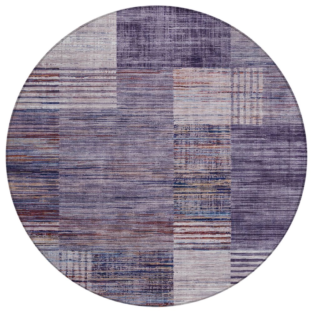 Machine Washable Indoor/Outdoor Chantille ACN2149 Plum 8' x 8' Round Rug. Picture 1