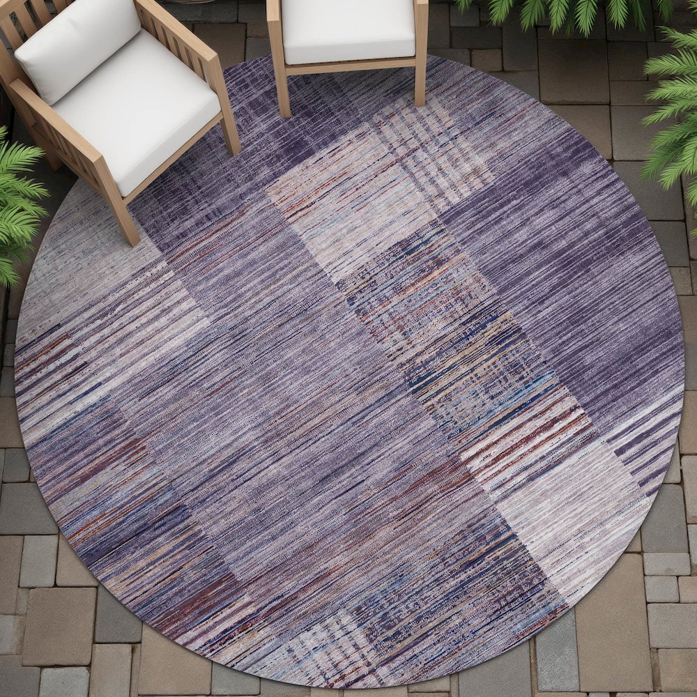 Machine Washable Indoor/Outdoor Chantille ACN2149 Plum 8' x 8' Round Rug. Picture 6