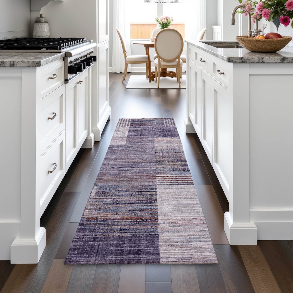 Machine Washable Indoor/Outdoor Chantille ACN2149 Plum 2'3" x 7'6" Runner Rug. Picture 5
