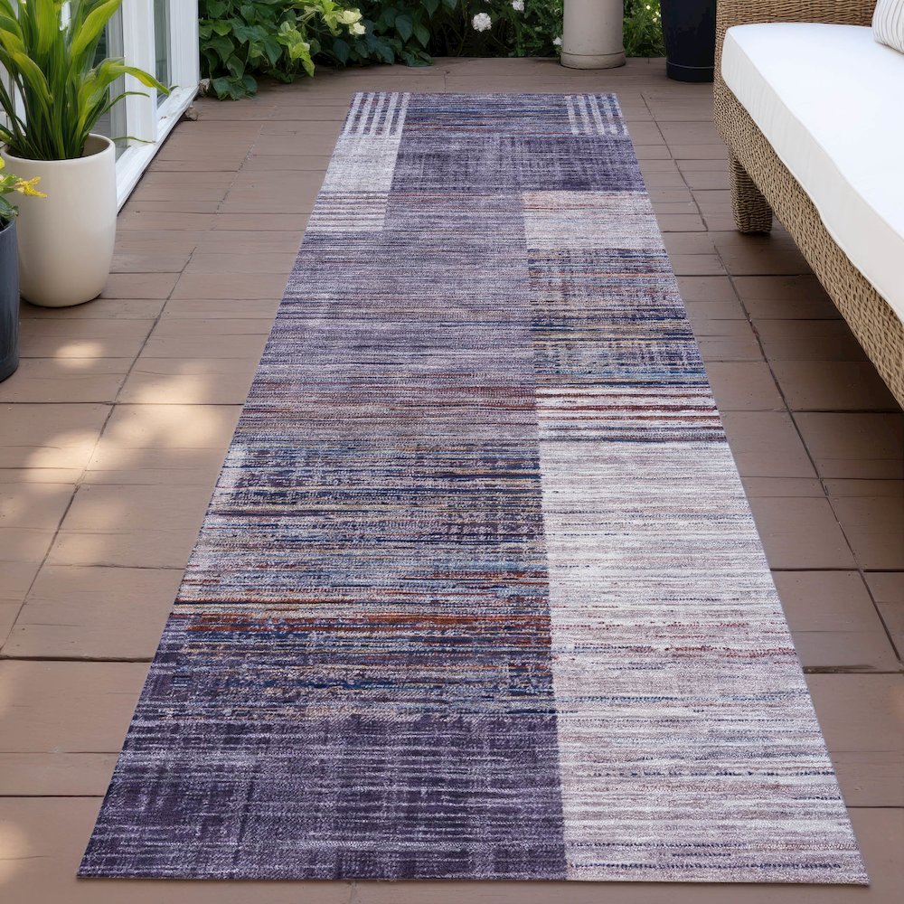 Machine Washable Indoor/Outdoor Chantille ACN2149 Plum 2'3" x 7'6" Runner Rug. Picture 6