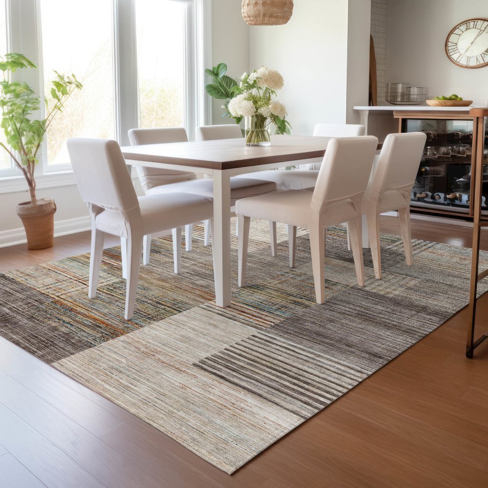 Machine Washable Indoor/Outdoor Chantille ACN2149 Taupe 2'6" x 3'10" Rug. Picture 5