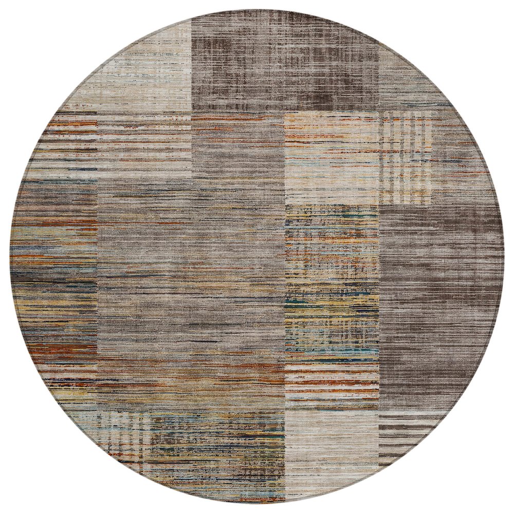 Machine Washable Indoor/Outdoor Chantille ACN2149 Taupe 8' x 8' Round Rug. Picture 1