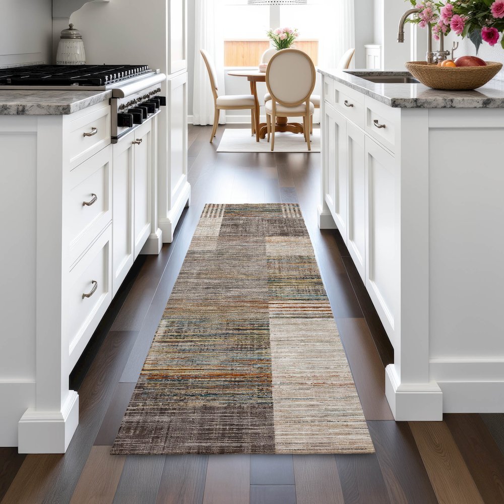 Machine Washable Indoor/Outdoor Chantille ACN2149 Taupe 2'3" x 7'6" Runner Rug. Picture 5