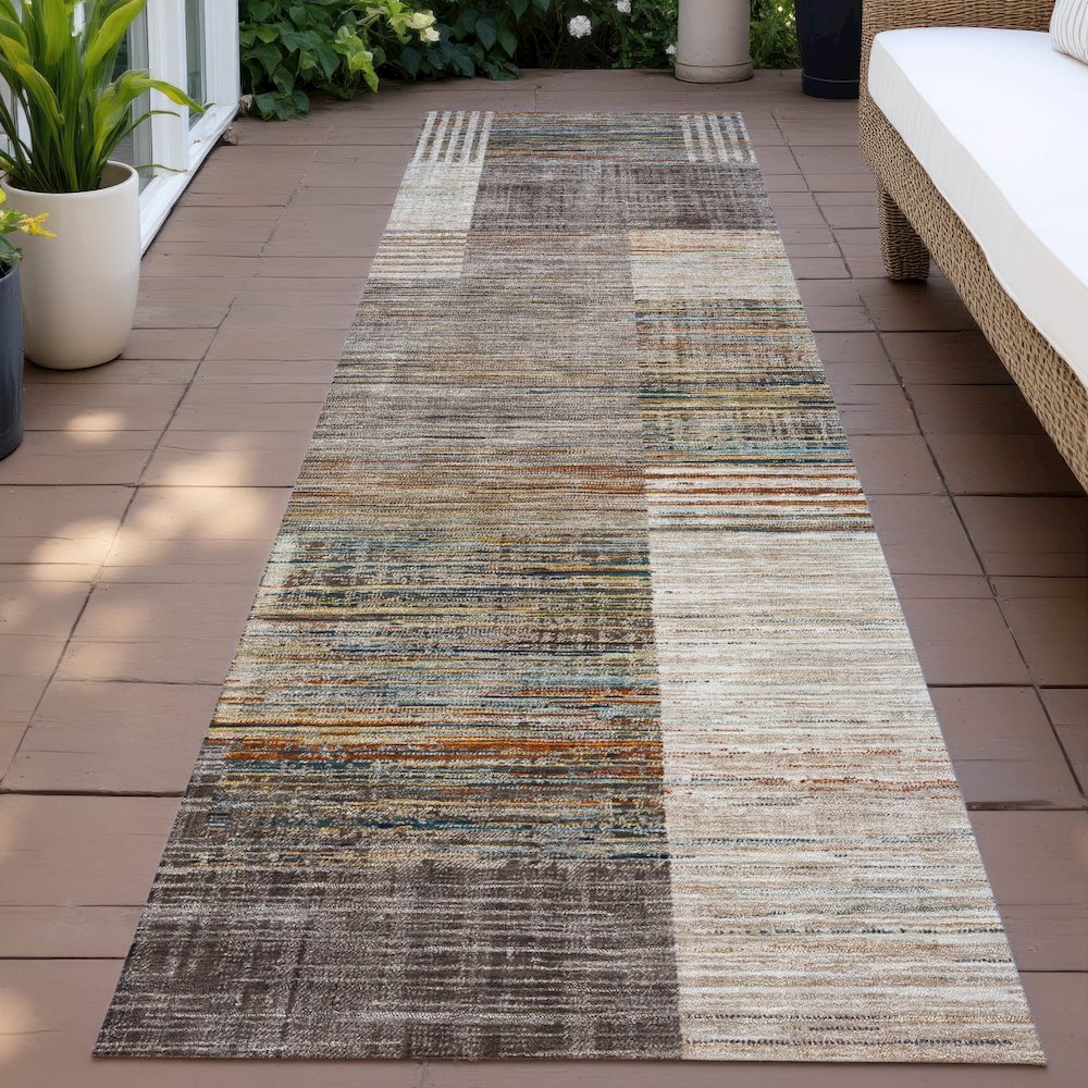 Machine Washable Indoor/Outdoor Chantille ACN2149 Taupe 2'3" x 7'6" Runner Rug. Picture 6