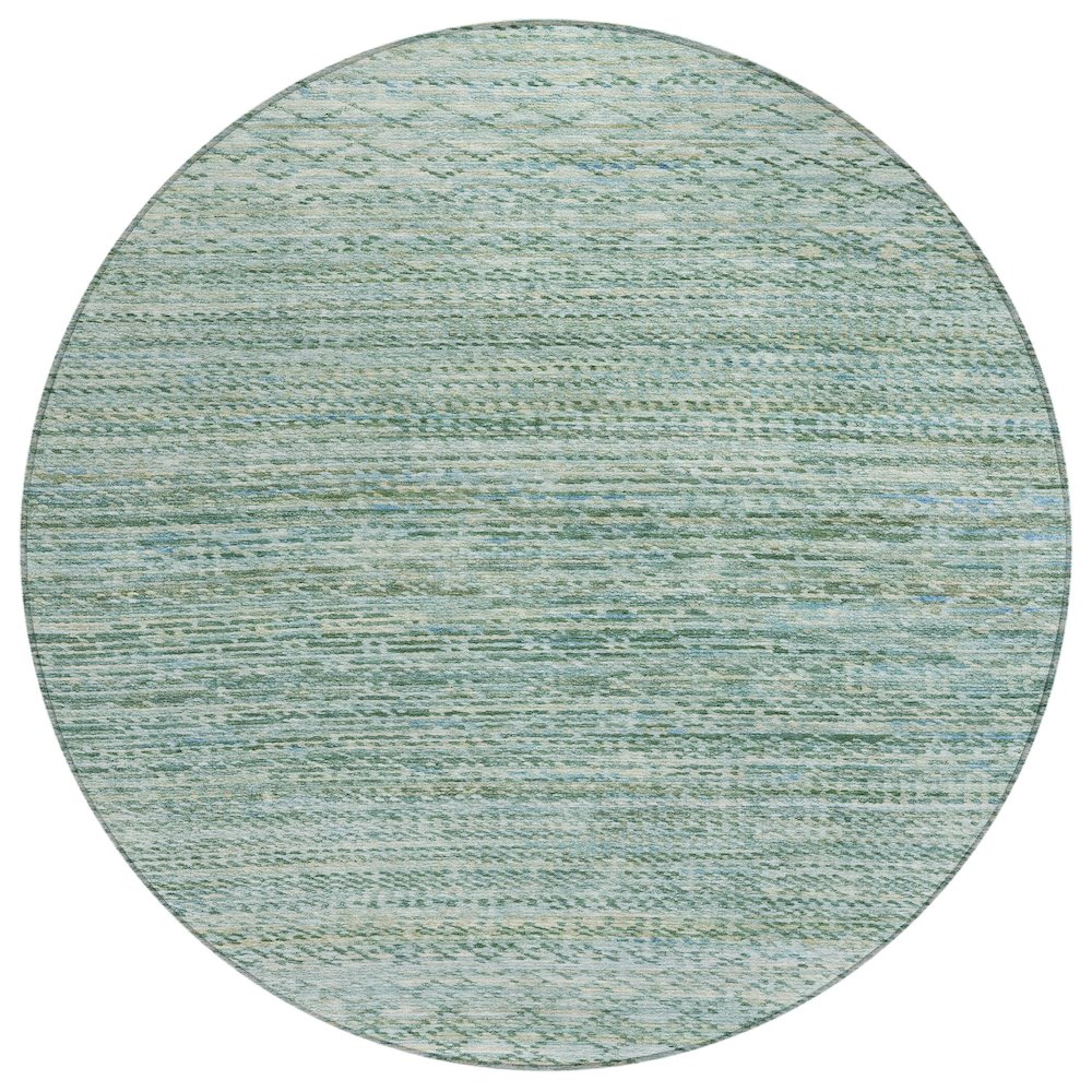 Machine Washable Indoor/Outdoor Chantille ACN2150 Aqua 8' x 8' Round Rug. Picture 1