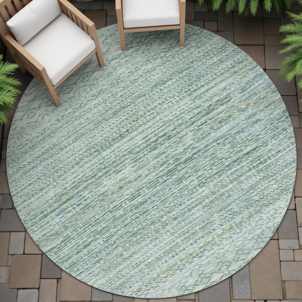 Machine Washable Indoor/Outdoor Chantille ACN2150 Aqua 8' x 8' Round Rug. Picture 6