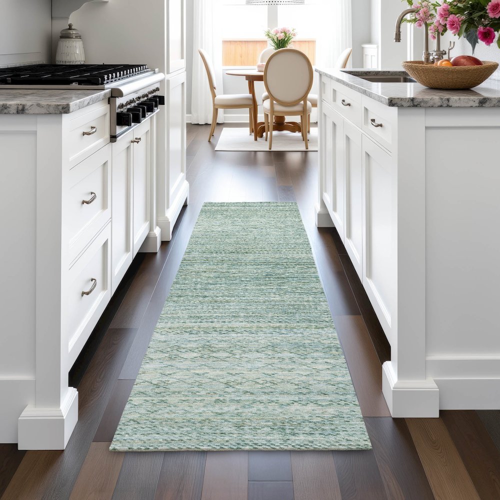 Machine Washable Indoor/Outdoor Chantille ACN2150 Aqua 2'3" x 7'6" Runner Rug. Picture 5