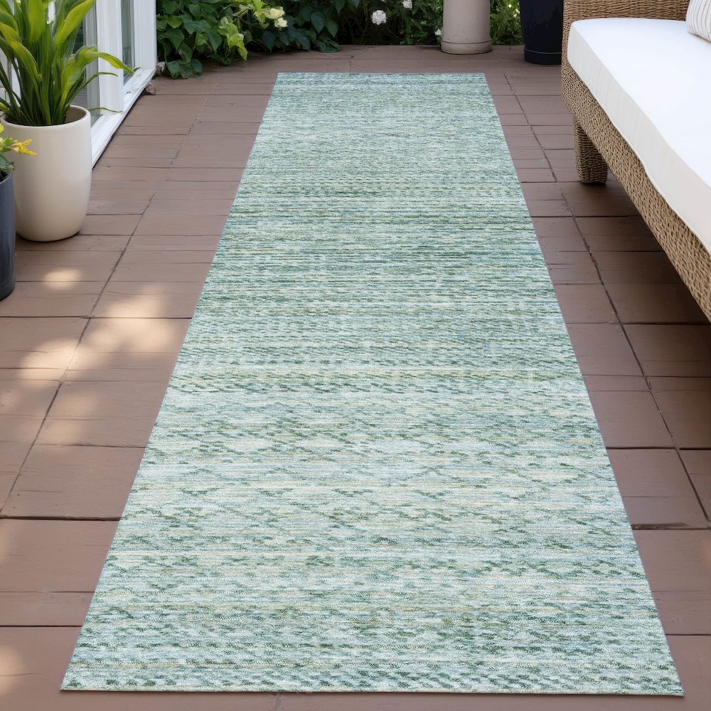 Machine Washable Indoor/Outdoor Chantille ACN2150 Aqua 2'3" x 7'6" Runner Rug. Picture 6