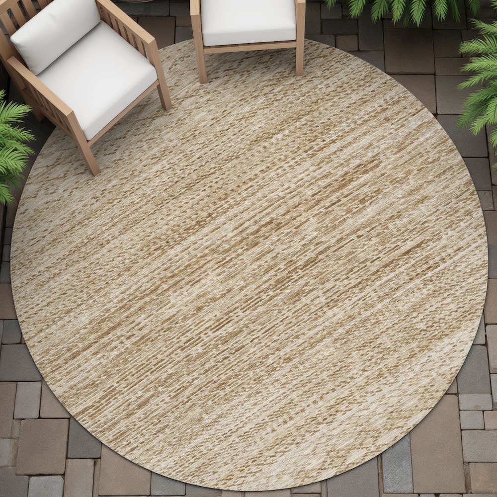 Machine Washable Indoor/Outdoor Chantille ACN2150 Beige 8' x 8' Round Rug. Picture 6