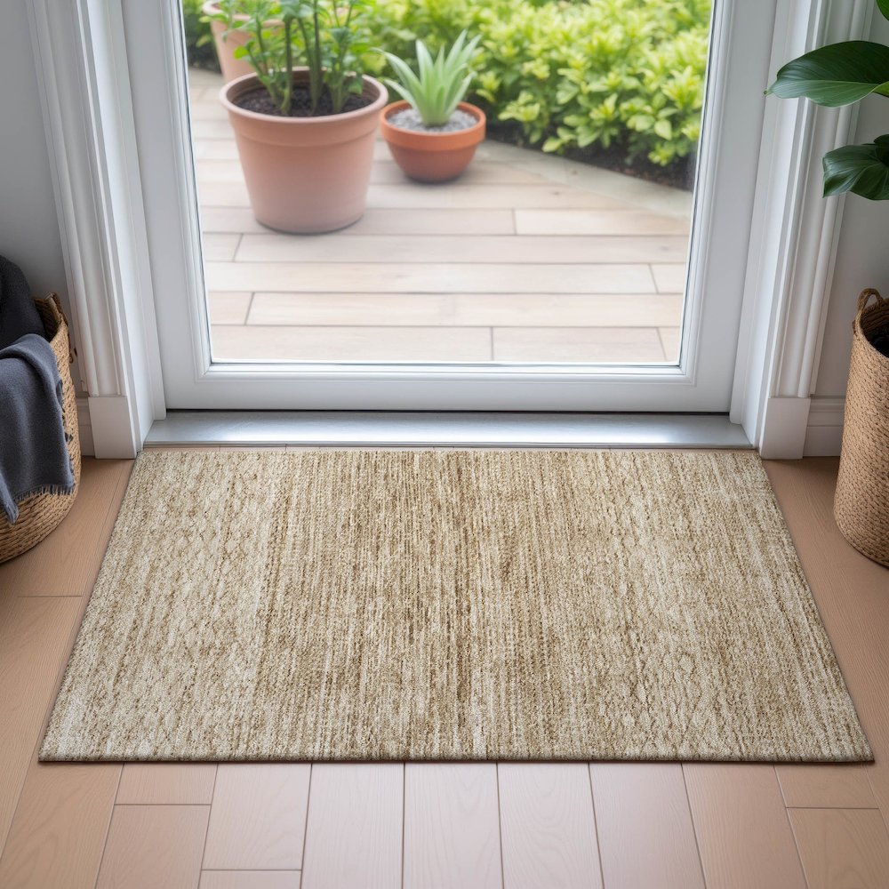 Machine Washable Indoor/Outdoor Chantille ACN2150 Beige 1'8" x 2'6" Rug. Picture 5