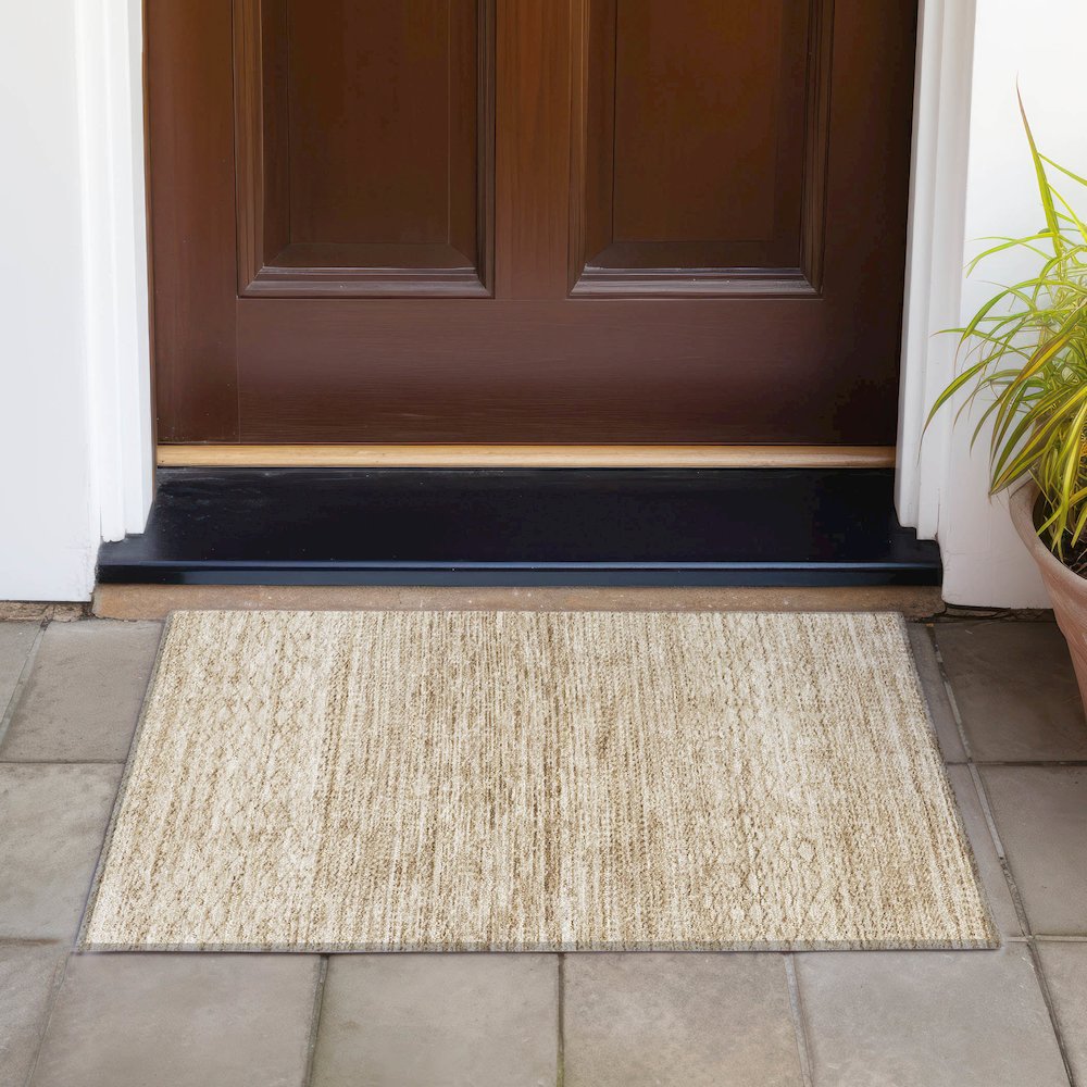Machine Washable Indoor/Outdoor Chantille ACN2150 Beige 1'8" x 2'6" Rug. Picture 6