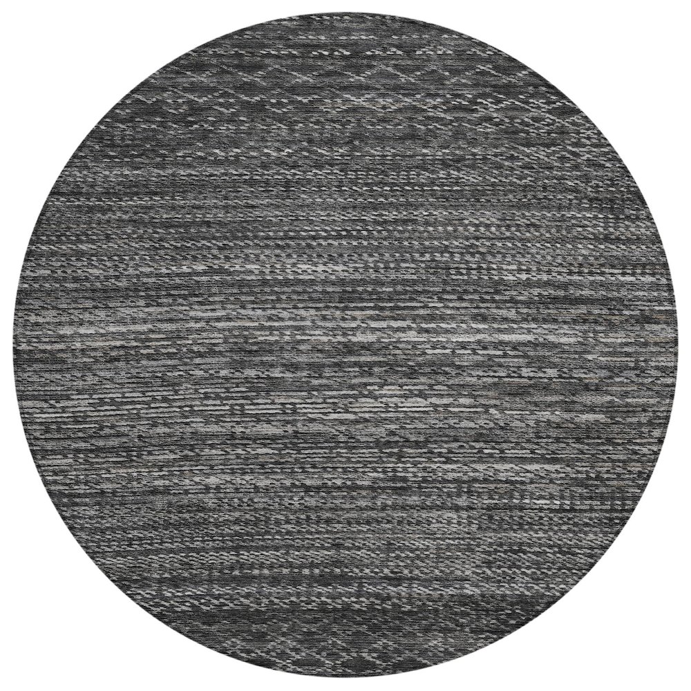 Machine Washable Indoor/Outdoor Chantille ACN2150 Charcoal 8' x 8' Round Rug. Picture 1