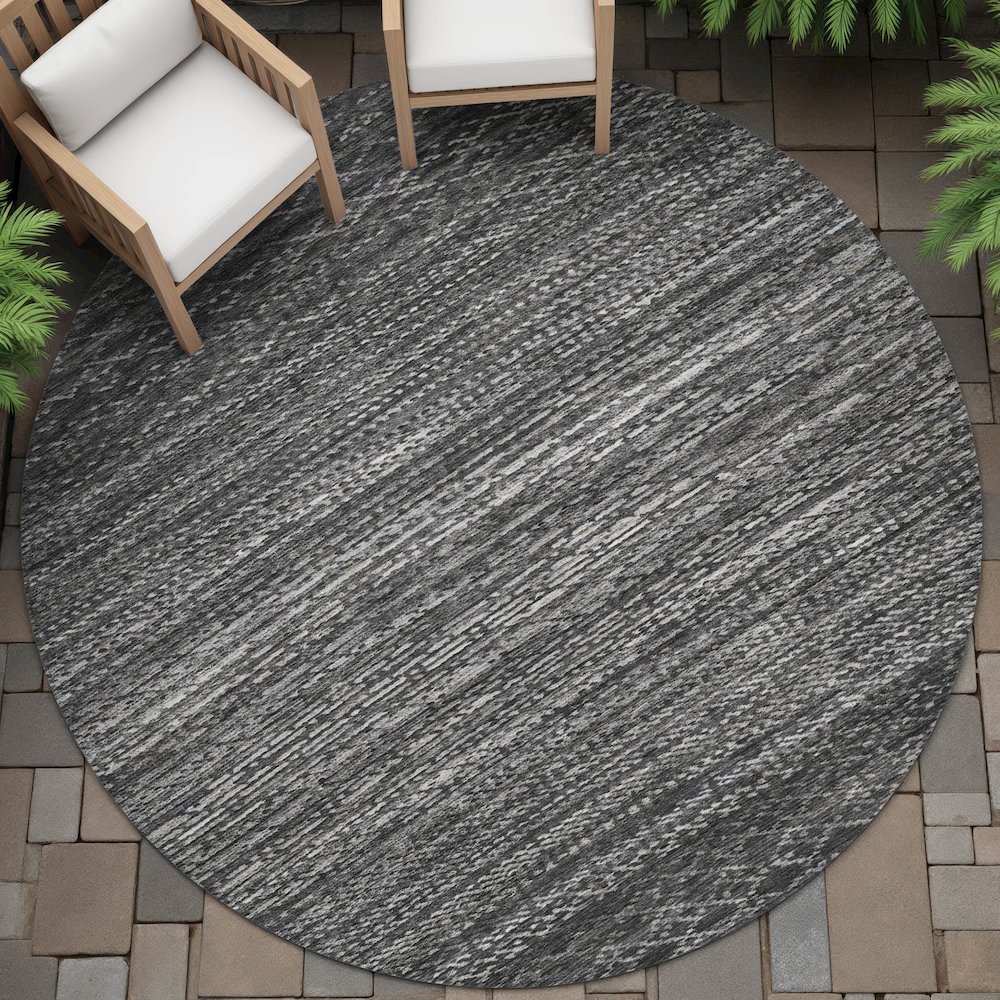 Machine Washable Indoor/Outdoor Chantille ACN2150 Charcoal 8' x 8' Round Rug. Picture 6