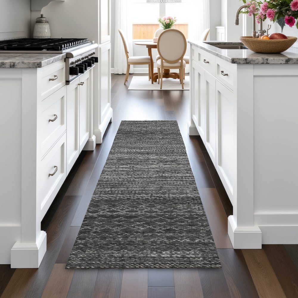 Machine Washable Indoor/Outdoor Chantille ACN2150 Charcoal 2'3"x7'6" Runner Rug. Picture 5