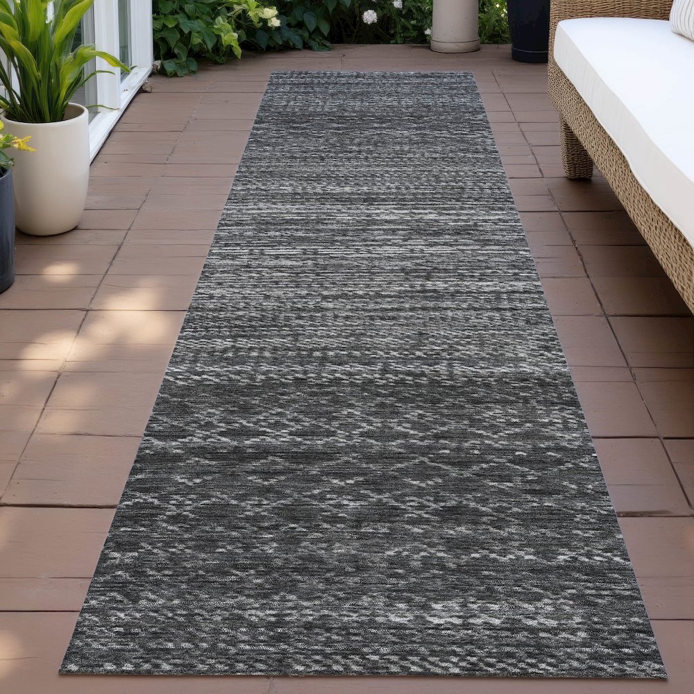 Machine Washable Indoor/Outdoor Chantille ACN2150 Charcoal 2'3"x7'6" Runner Rug. Picture 6