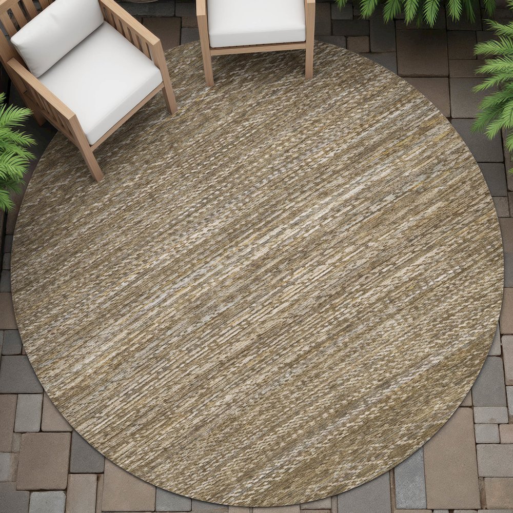 Machine Washable Indoor/Outdoor Chantille ACN2150 Chocolate 8' x 8' Round Rug. Picture 6