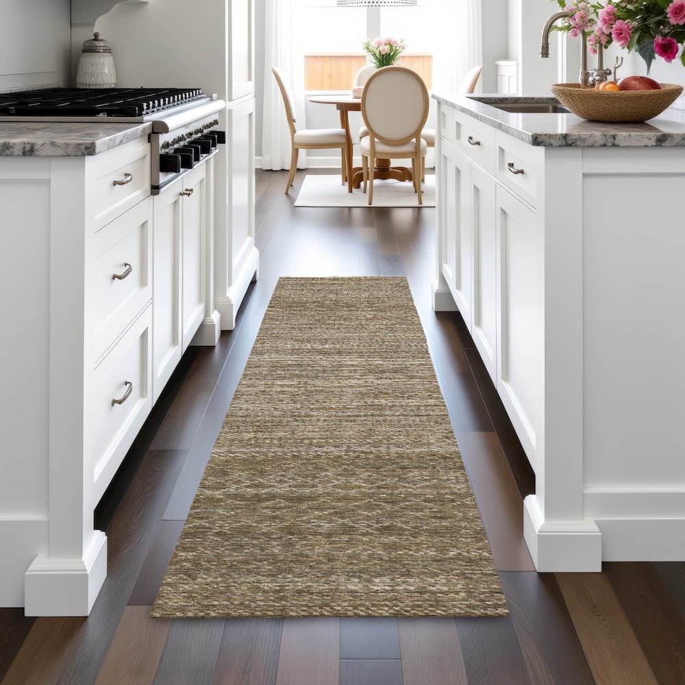 Machine Washable Indoor/Outdoor Chantille ACN2150 Chocolate 2'3"x7'6" Runner Rug. Picture 5