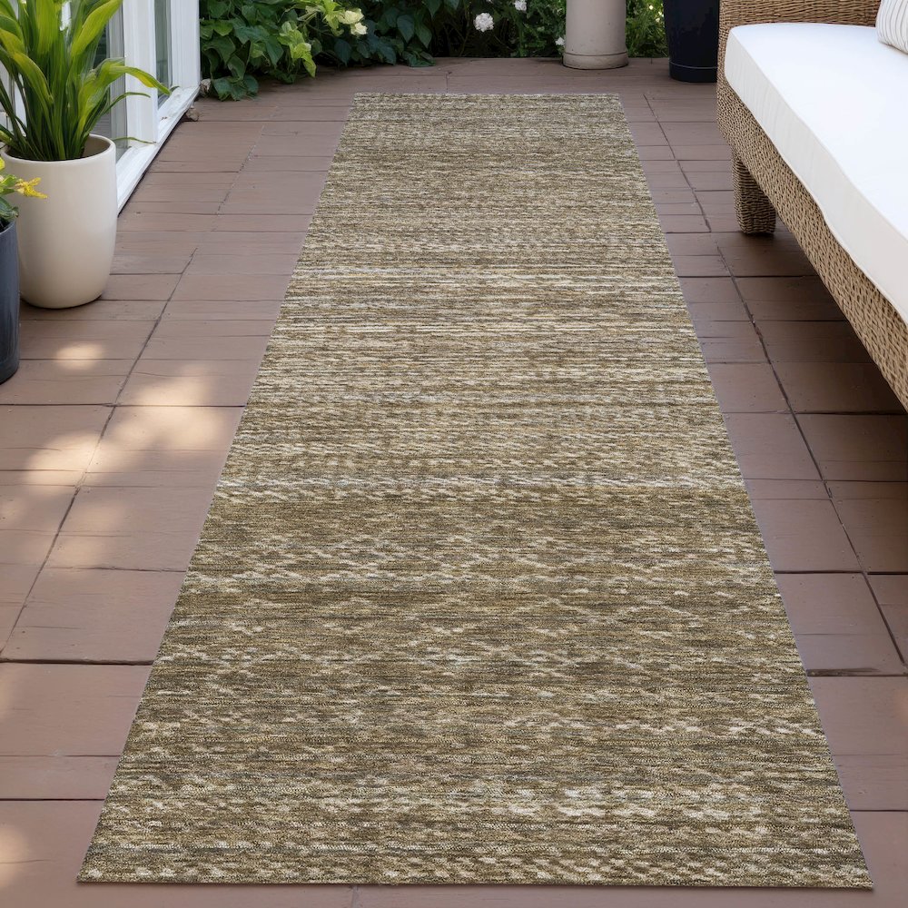 Machine Washable Indoor/Outdoor Chantille ACN2150 Chocolate 2'3"x7'6" Runner Rug. Picture 6