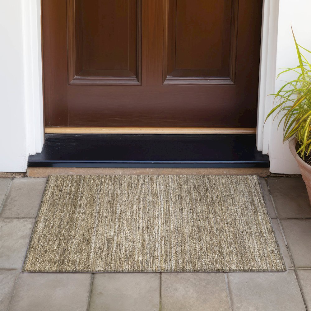 Machine Washable Indoor/Outdoor Chantille ACN2150 Chocolate 1'8" x 2'6" Rug. Picture 6