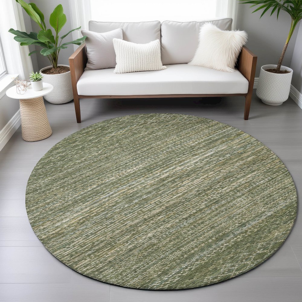 Machine Washable Indoor/Outdoor Chantille ACN2150 Fern 8' x 8' Round Rug. Picture 5