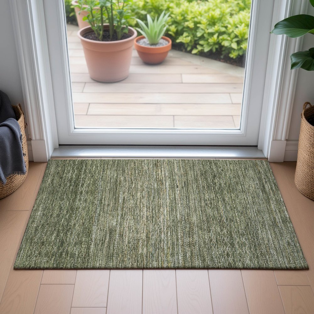 Machine Washable Indoor/Outdoor Chantille ACN2150 Fern 1'8" x 2'6" Rug. Picture 5