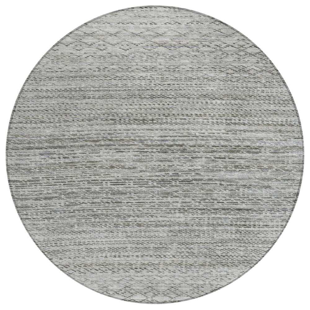 Machine Washable Indoor/Outdoor Chantille ACN2150 Gray 8' x 8' Round Rug. Picture 1