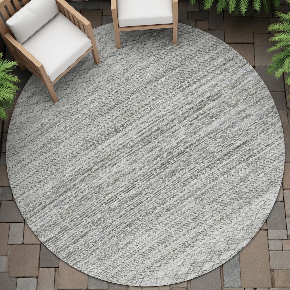 Machine Washable Indoor/Outdoor Chantille ACN2150 Gray 8' x 8' Round Rug. Picture 6