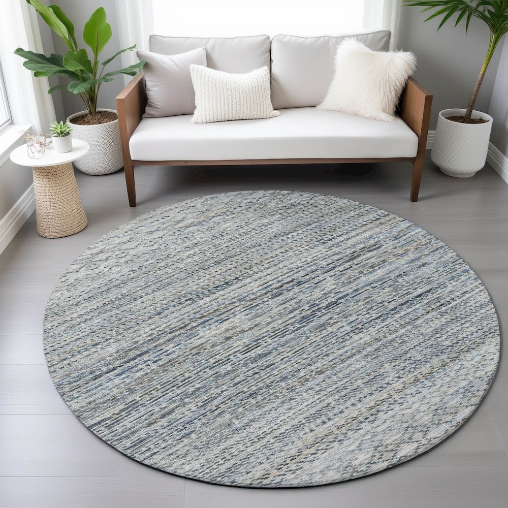 Machine Washable Indoor/Outdoor Chantille ACN2150 Linen 8' x 8' Round Rug. Picture 5