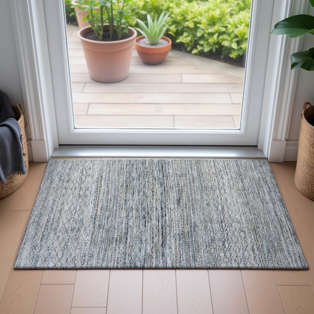 Machine Washable Indoor/Outdoor Chantille ACN2150 Linen 1'8" x 2'6" Rug. Picture 5