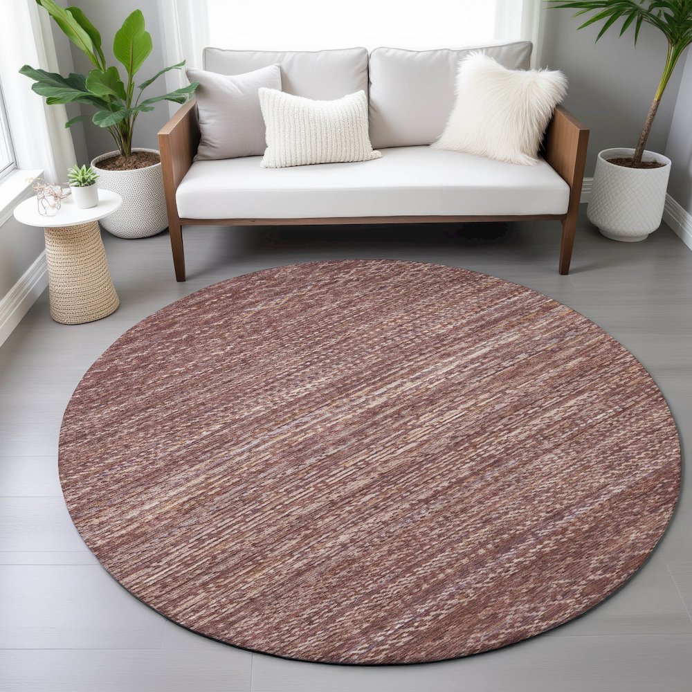 Machine Washable Indoor/Outdoor Chantille ACN2150 Merlot 8' x 8' Round Rug. Picture 5