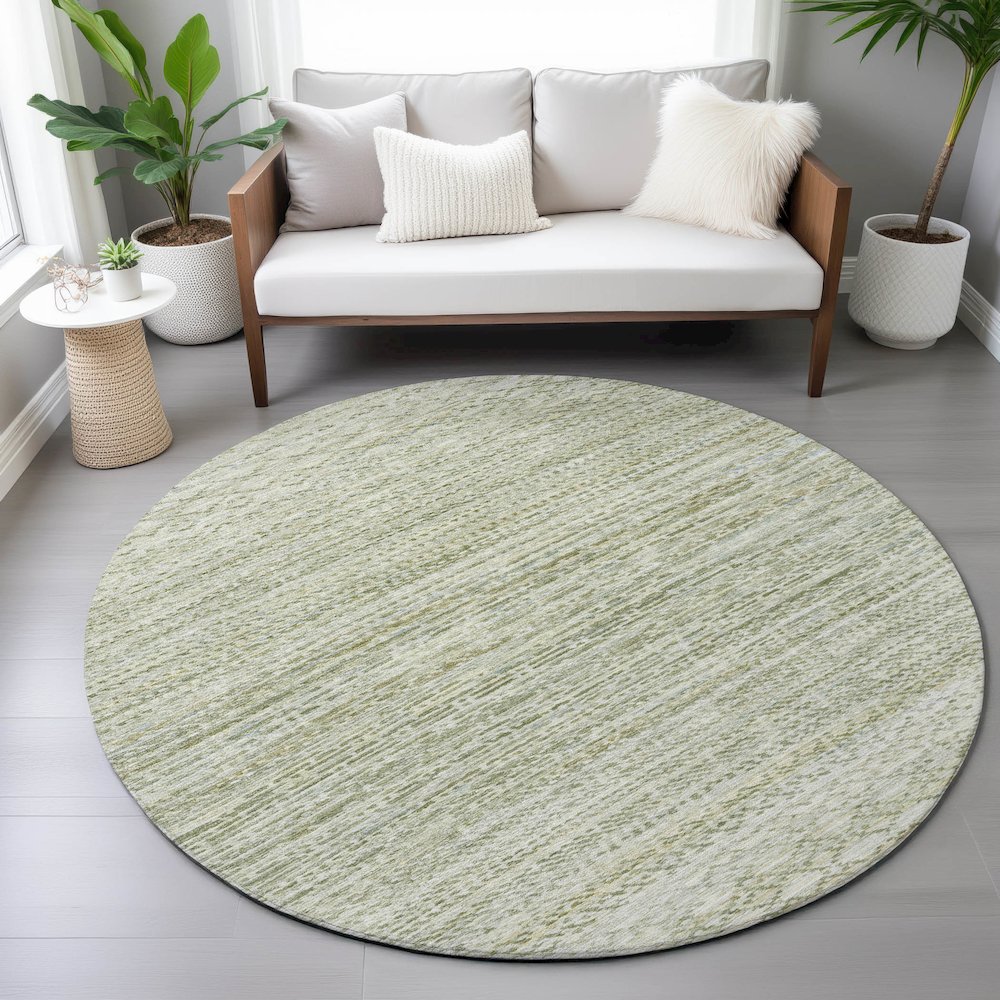 Machine Washable Indoor/Outdoor Chantille ACN2150 Sage 8' x 8' Round Rug. Picture 5