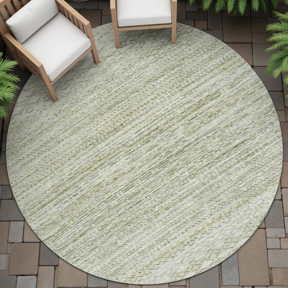 Machine Washable Indoor/Outdoor Chantille ACN2150 Sage 8' x 8' Round Rug. Picture 6