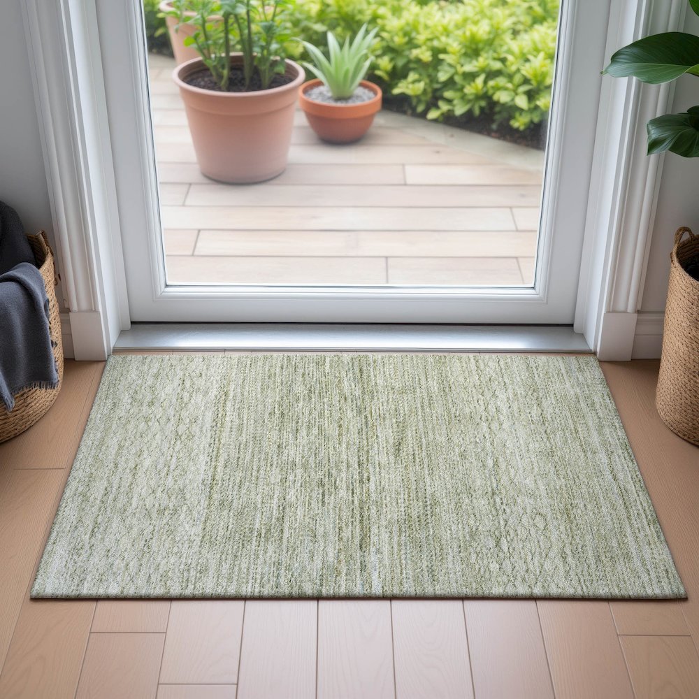 Machine Washable Indoor/Outdoor Chantille ACN2150 Sage 1'8" x 2'6" Rug. Picture 5