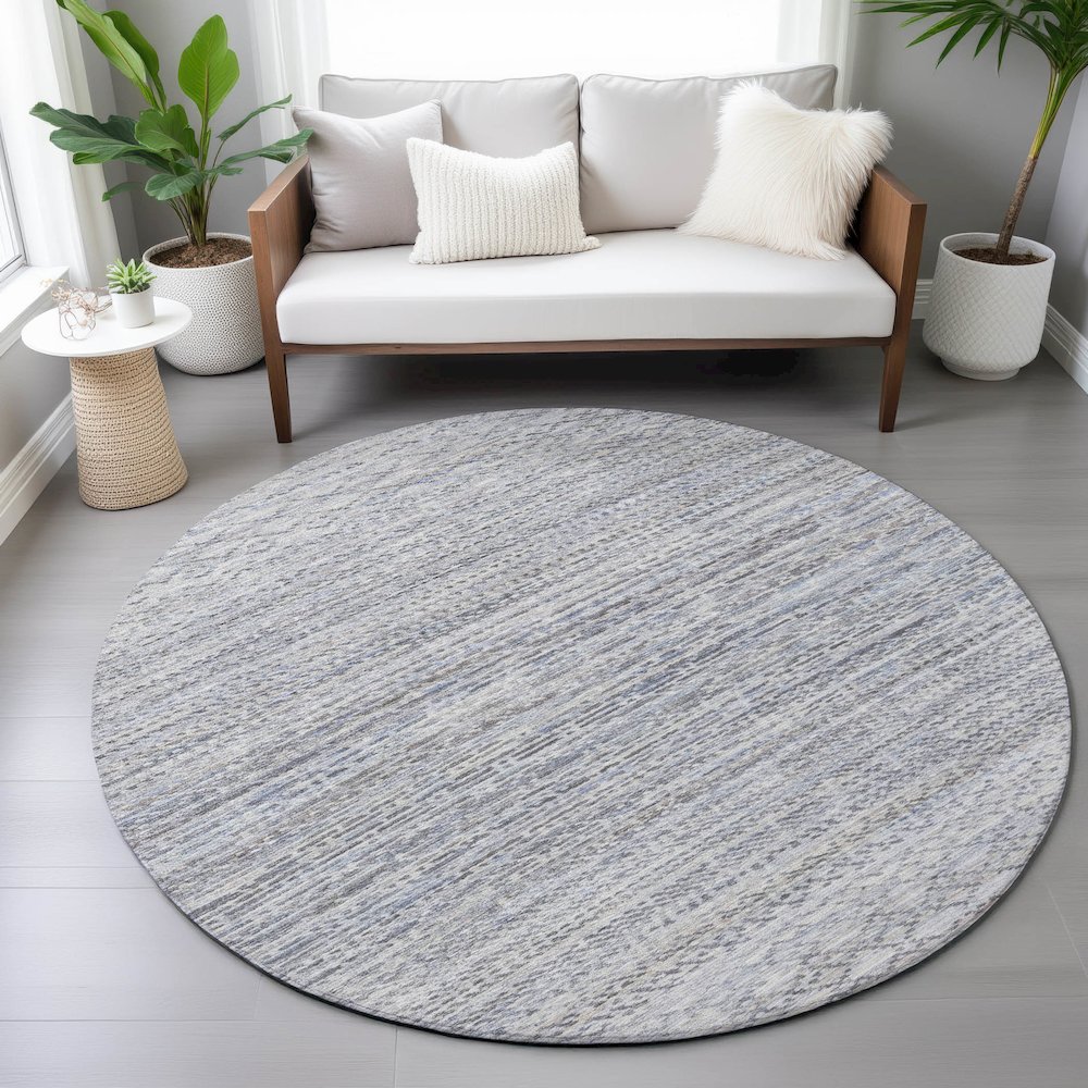 Machine Washable Indoor/Outdoor Chantille ACN2150 Sky 8' x 8' Round Rug. Picture 5