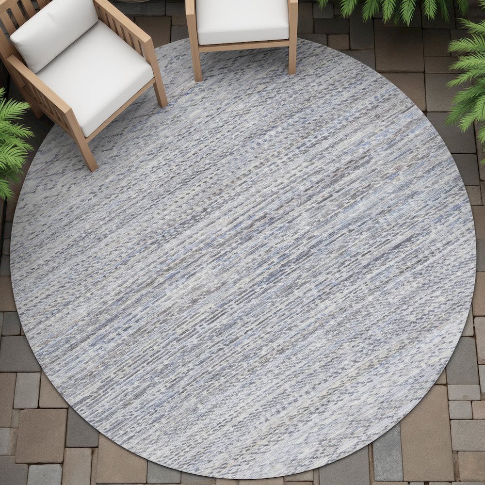 Machine Washable Indoor/Outdoor Chantille ACN2150 Sky 8' x 8' Round Rug. Picture 6