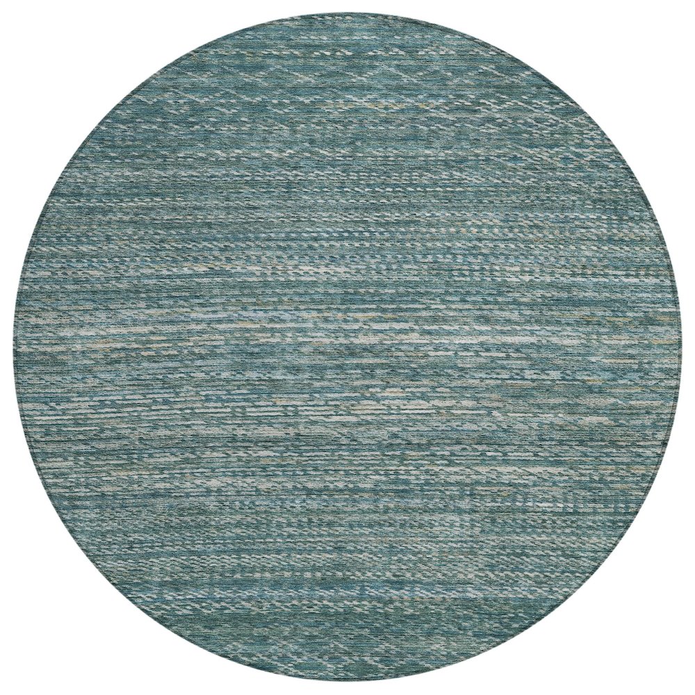 Machine Washable Indoor/Outdoor Chantille ACN2150 Teal 8' x 8' Round Rug. Picture 1