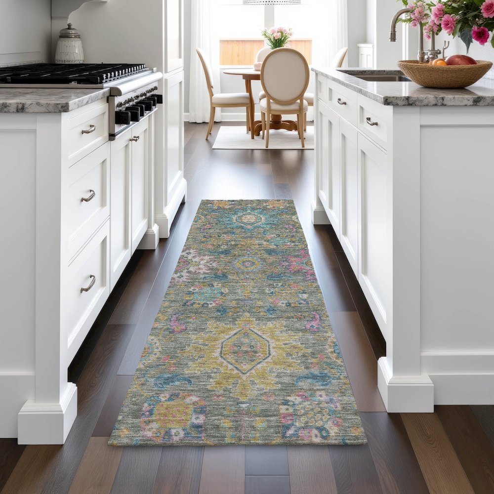 Machine Washable Indoor/Outdoor Chantille ACN2151 Aloe 2'3" x 7'6" Runner Rug. Picture 5
