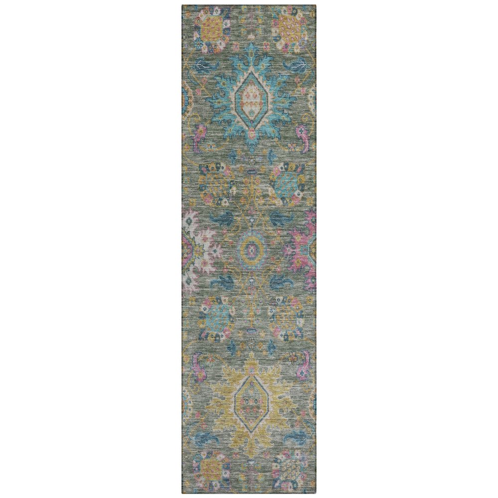 Machine Washable Indoor/Outdoor Chantille ACN2151 Aloe 2'3" x 7'6" Runner Rug. Picture 1