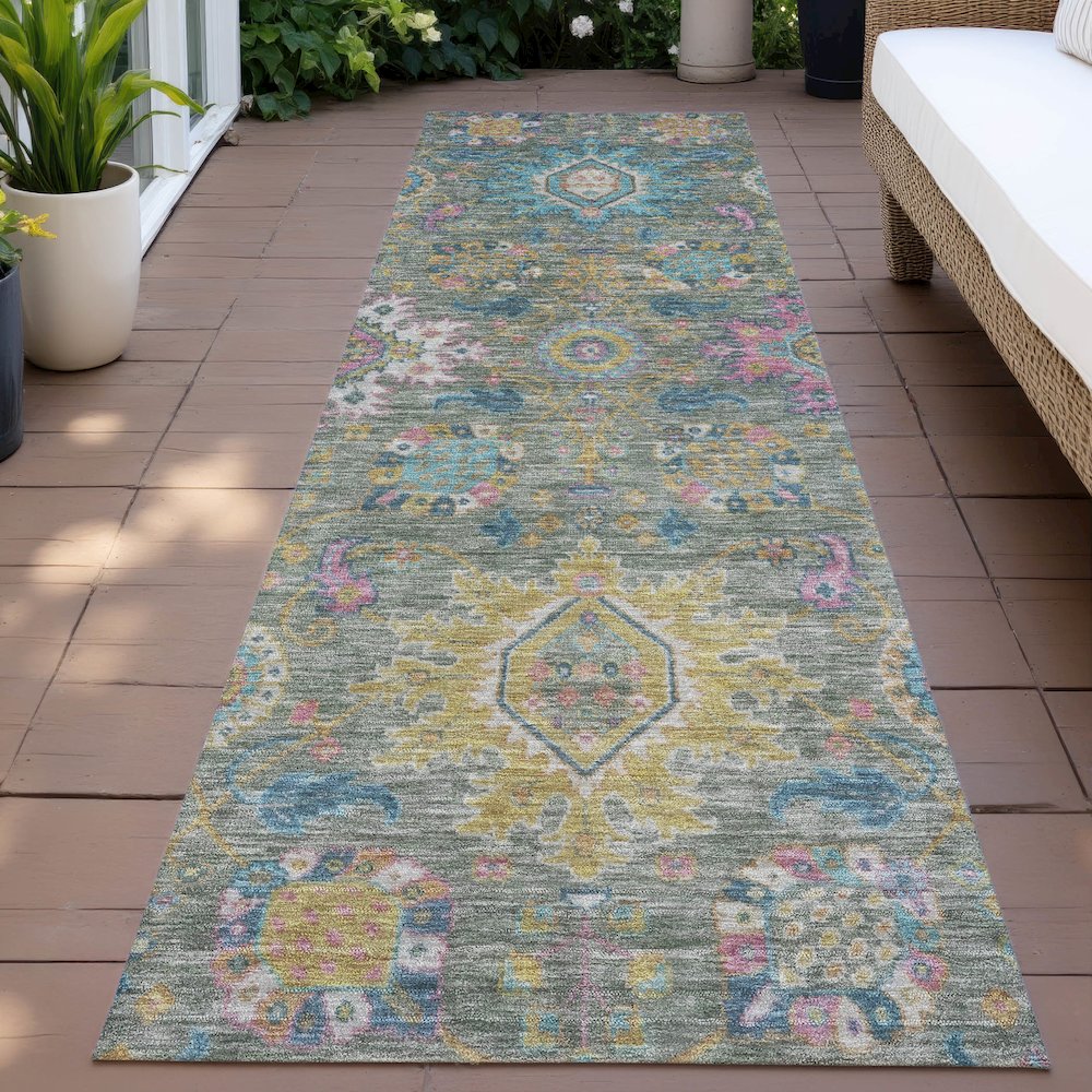 Machine Washable Indoor/Outdoor Chantille ACN2151 Aloe 2'3" x 7'6" Runner Rug. Picture 6
