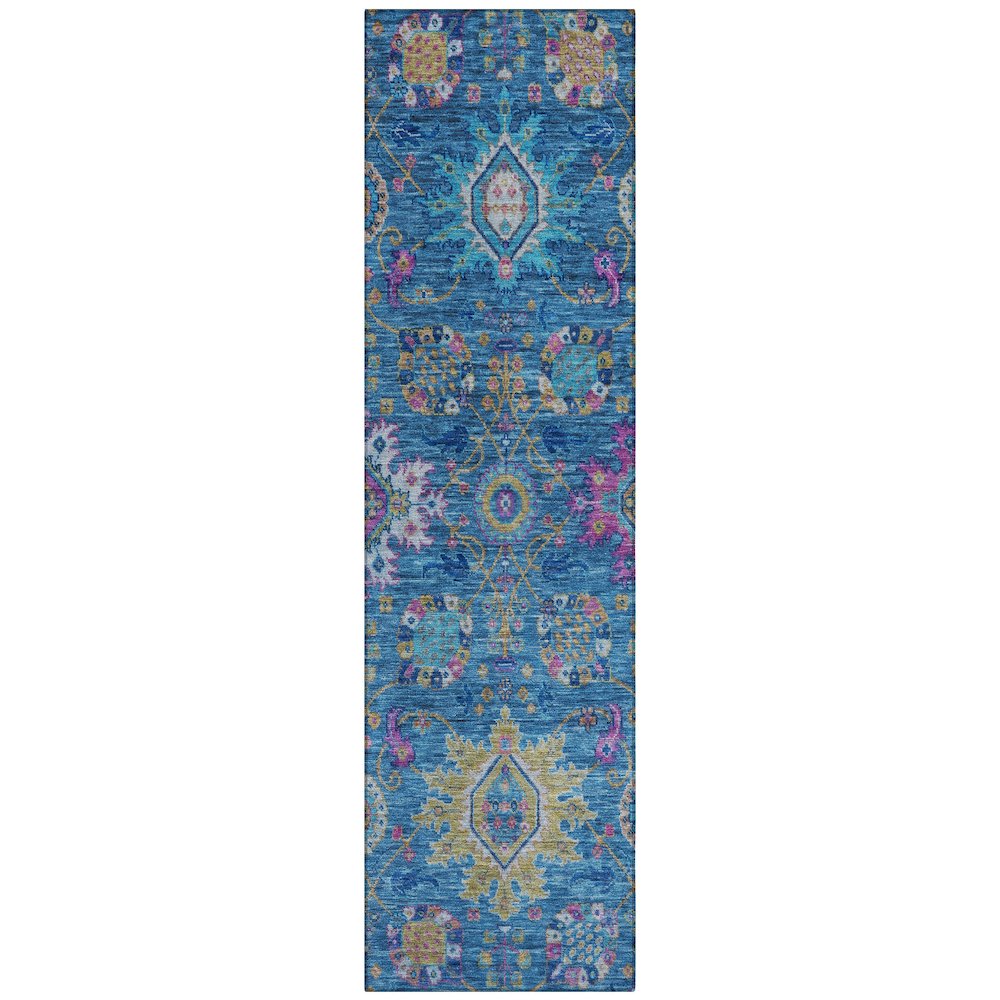 Machine Washable Indoor/Outdoor Chantille ACN2151 Blue 2'3" x 7'6" Runner Rug. Picture 1