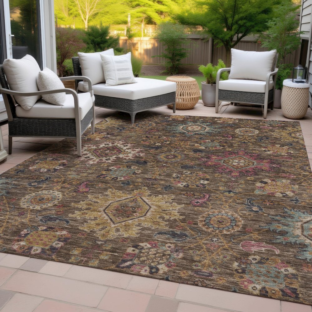 Machine Washable Indoor/Outdoor Chantille ACN2151 Chocolate 2'6" x 3'10" Rug. Picture 8