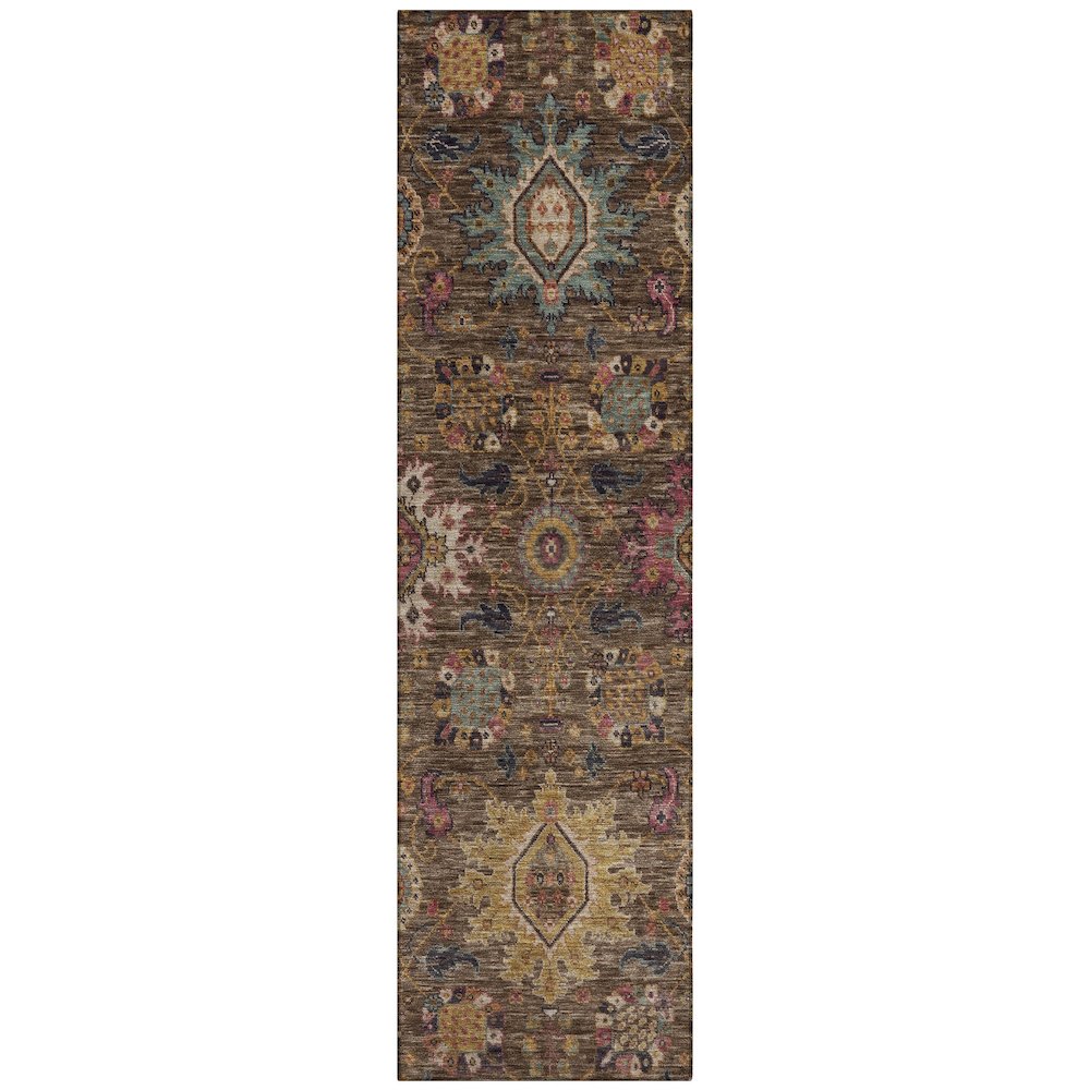 Machine Washable Indoor/Outdoor Chantille ACN2151 Chocolate 2'3"x7'6" Runner Rug. Picture 1