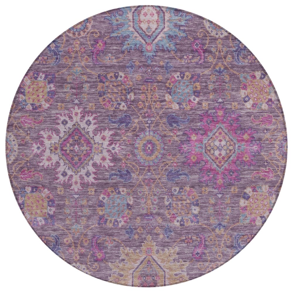 Machine Washable Indoor/Outdoor Chantille ACN2151 Eggplant 8' x 8' Round Rug. Picture 1