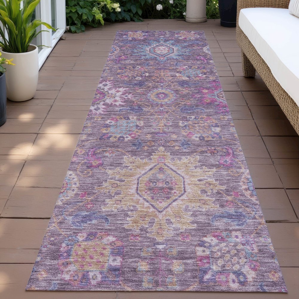 Machine Washable Indoor/Outdoor Chantille ACN2151 Eggplant 2'3"x7'6" Runner Rug. Picture 6