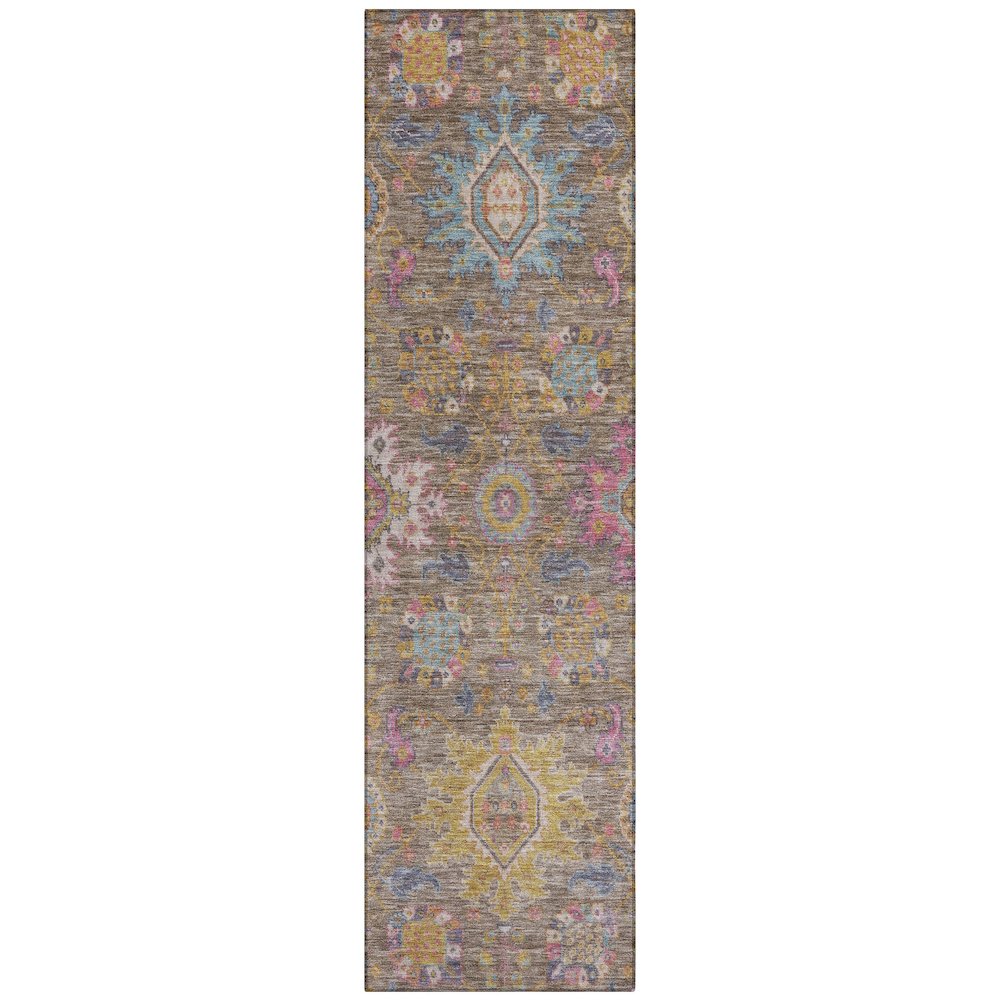 Machine Washable Indoor/Outdoor Chantille ACN2151 Mocha 2'3" x 7'6" Runner Rug. Picture 1