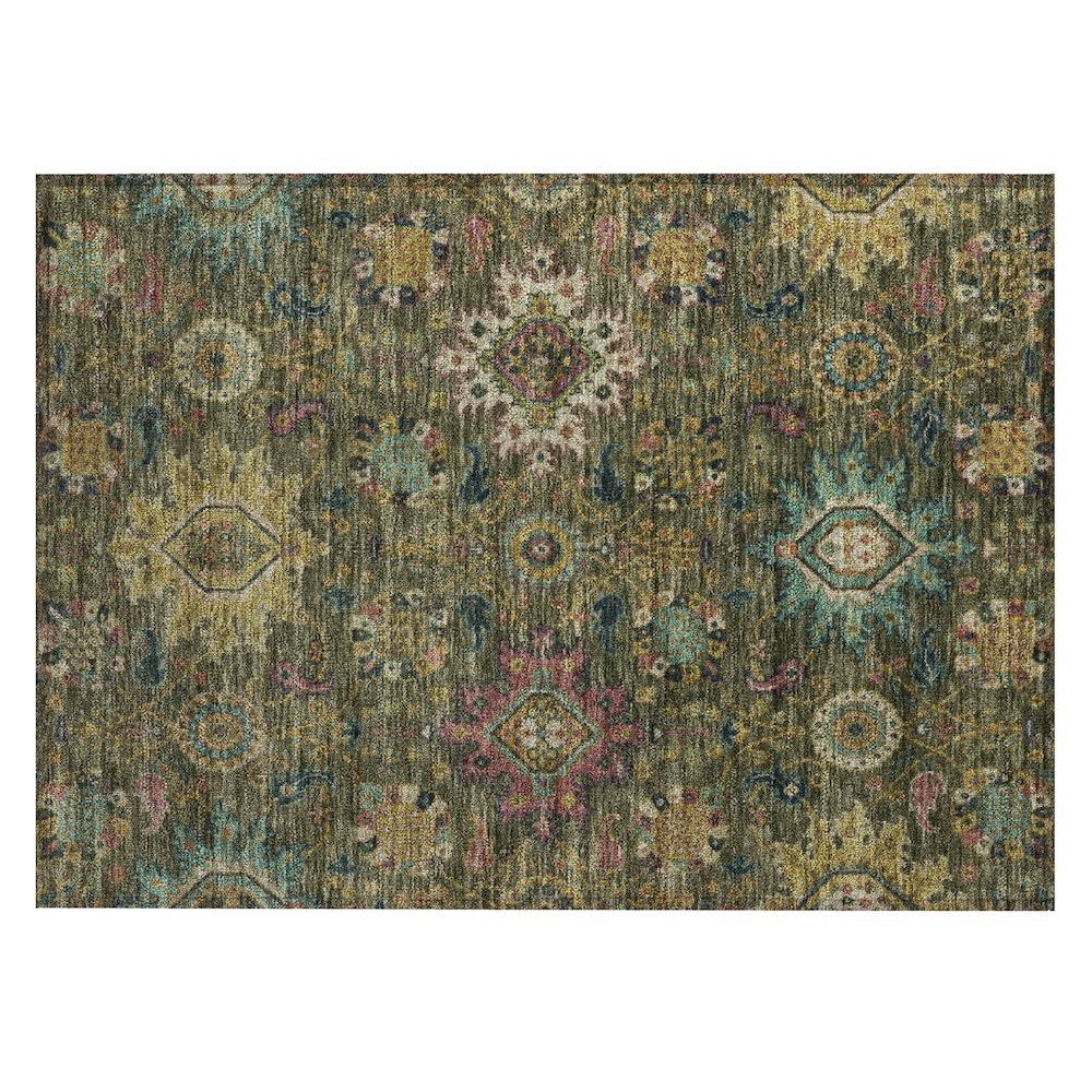Machine Washable Indoor/Outdoor Chantille ACN2151 Olive 1'8" x 2'6" Rug. Picture 1