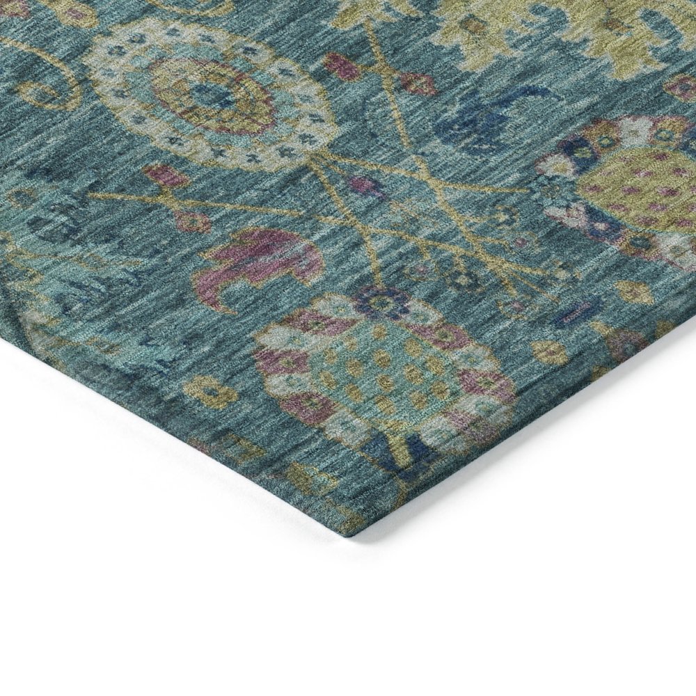 Machine Washable Indoor/Outdoor Chantille ACN2151 Teal 1'8" x 2'6" Rug. Picture 3