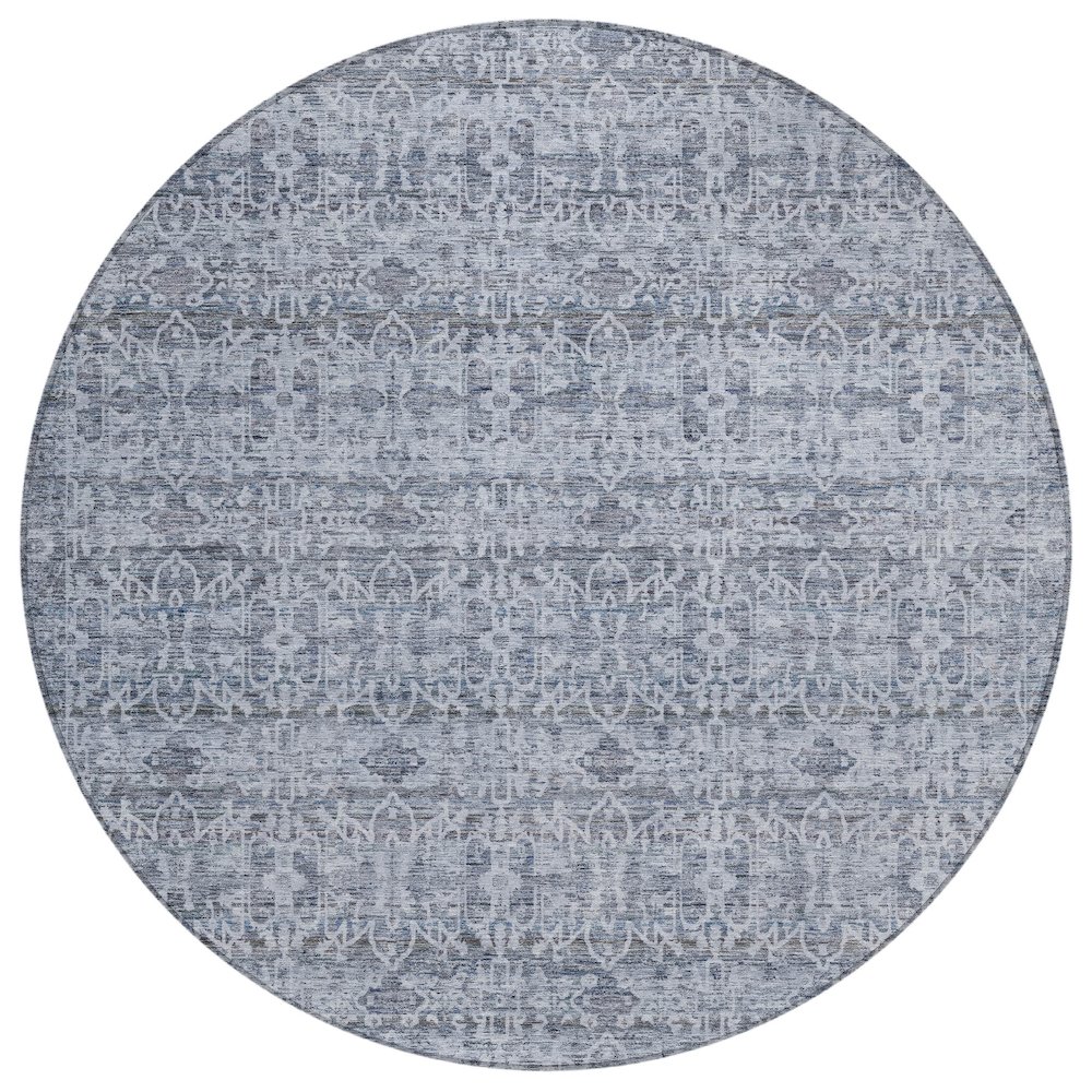 Machine Washable Indoor/Outdoor Chantille ACN2152 Blue 8' x 8' Round Rug. Picture 1