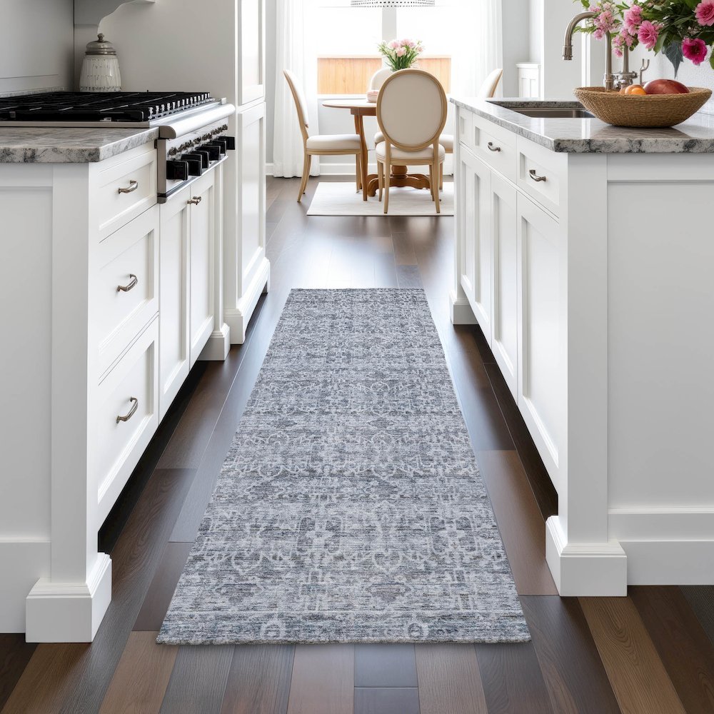 Machine Washable Indoor/Outdoor Chantille ACN2152 Blue 2'3" x 7'6" Runner Rug. Picture 5